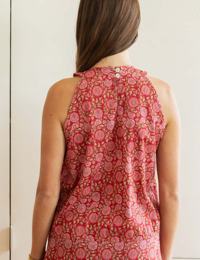 Top rouge fleuri Theo