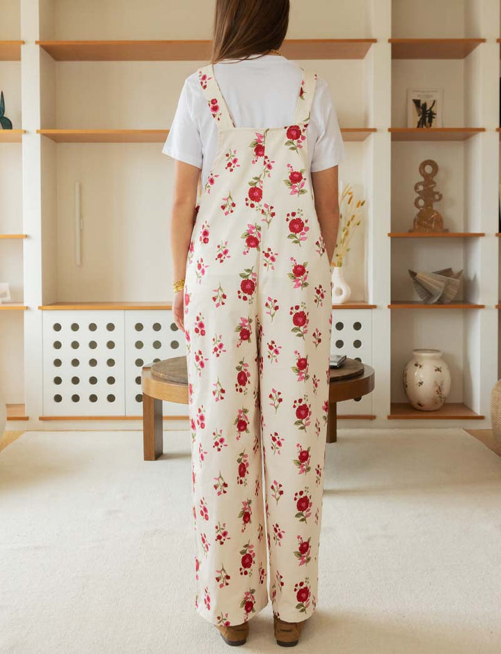 Salopette écrue & fleurs roses Alix