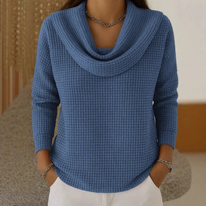 Irène | Pull en maille gaufrée, col bénitier