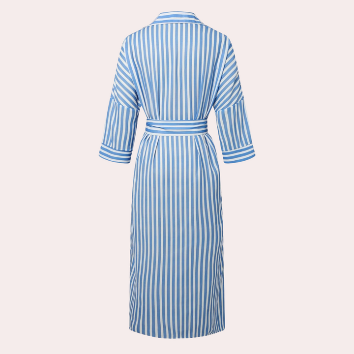 Noa™ | Robe chemise midi rayée décontractée