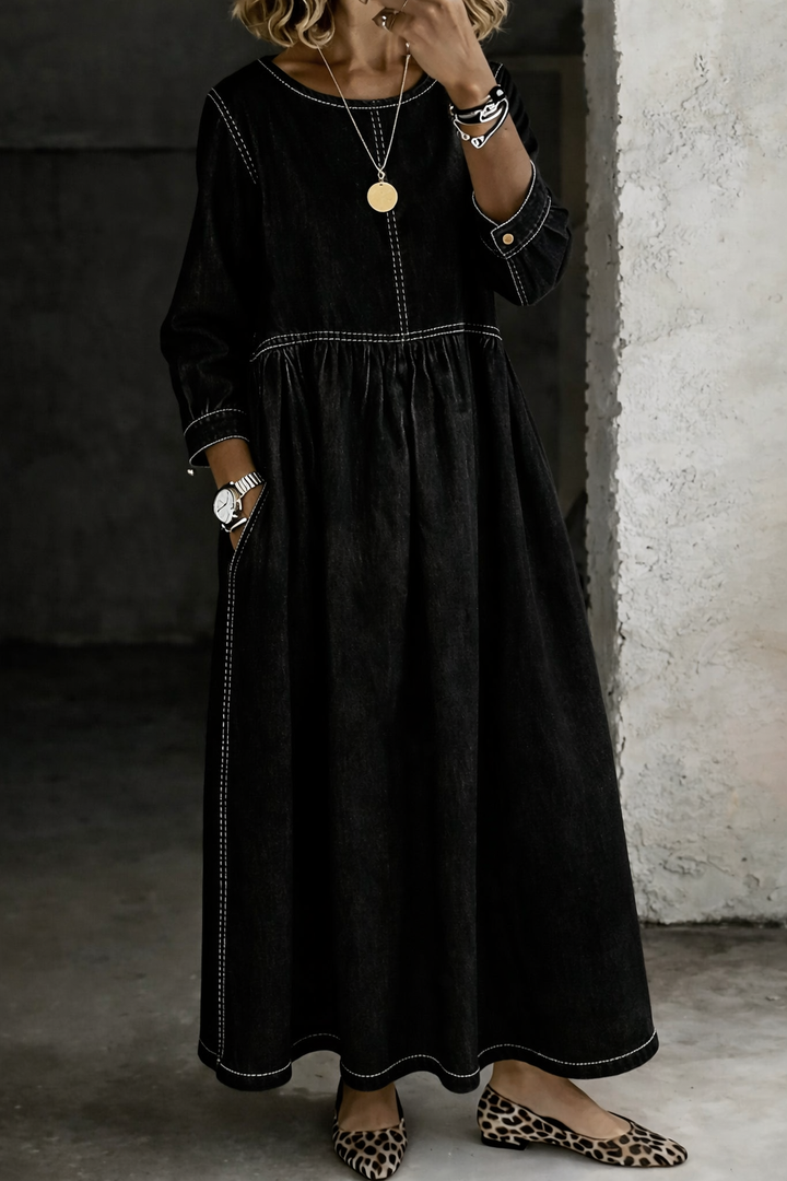 Melissa | Robe en denim manches longues col rond