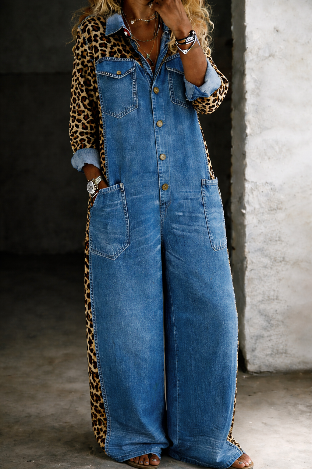 Amanda | Combinaison chemise en denim une pièce