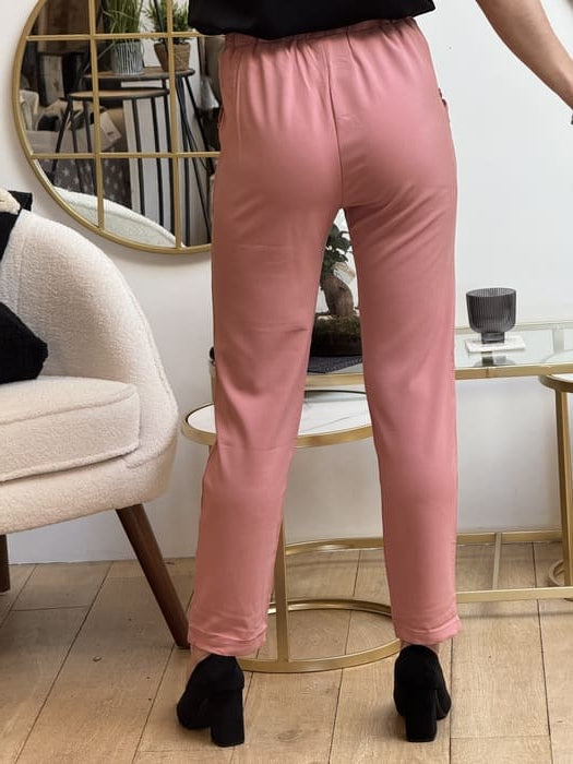 Pantalon Zélie — coupe droite, taille haute, ceinture à nouer