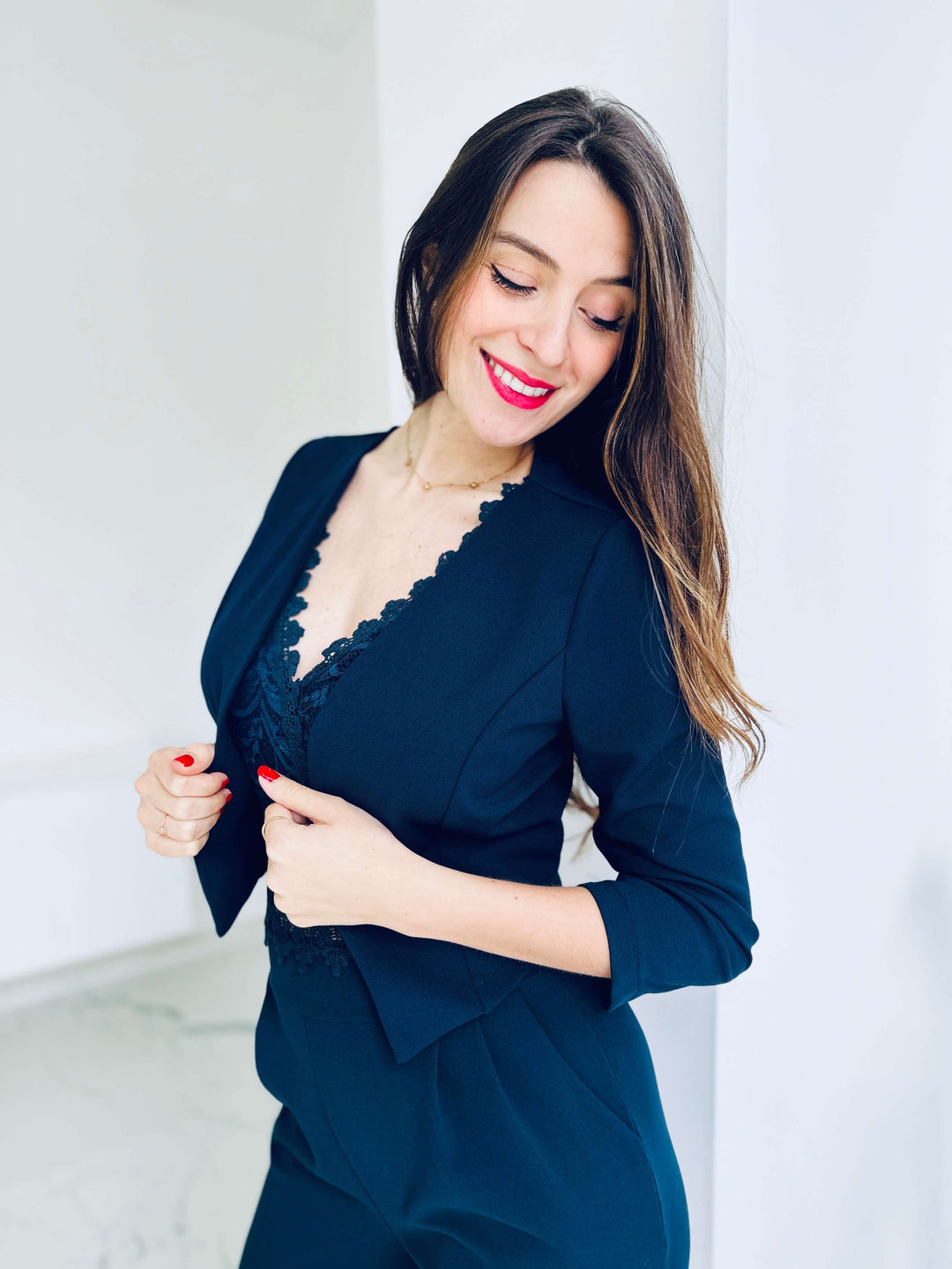Veste Solène, courte, sans col, à porter ouverte