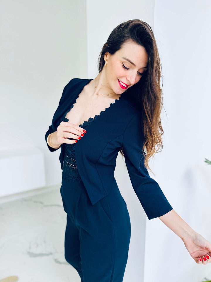 Veste Solène, courte, sans col, à porter ouverte