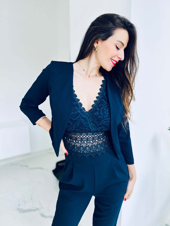 Veste Solène, courte, sans col, à porter ouverte