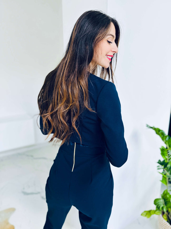 Veste Solène, courte, sans col, à porter ouverte