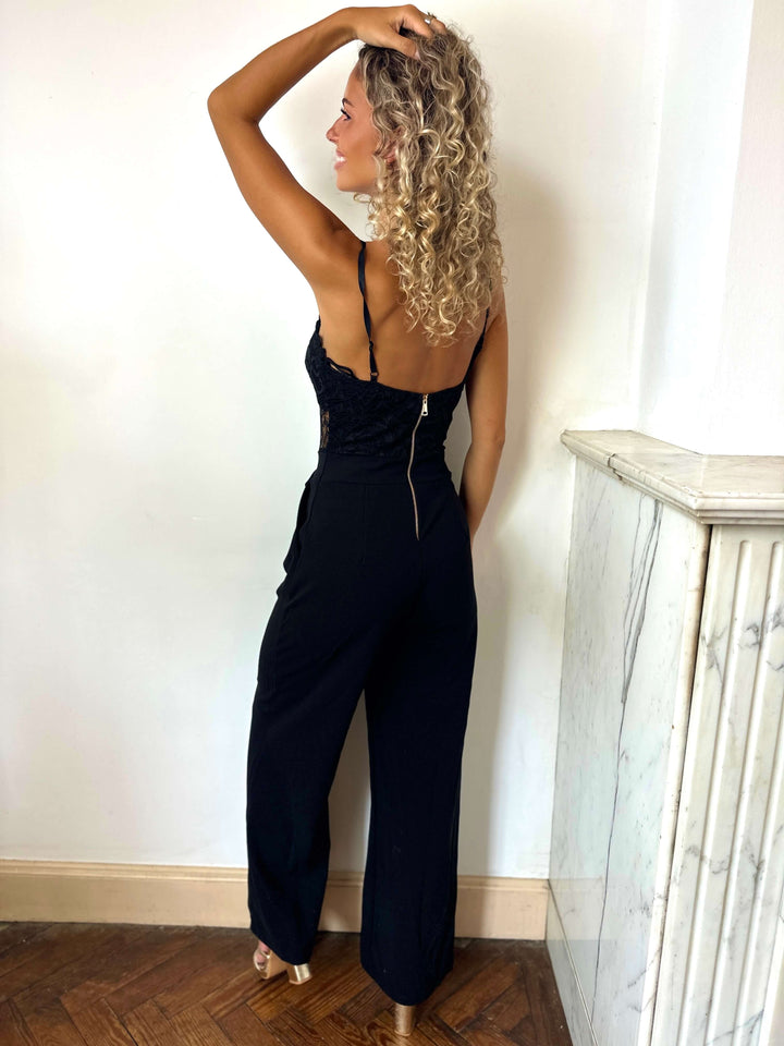 Combinaison Anaïs, buste en dentelle, pantalon large