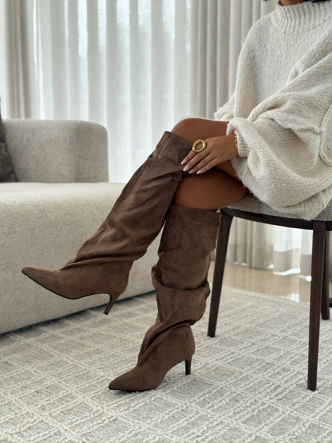 Bottes Fiorina — moka, bout pointu, talon fin