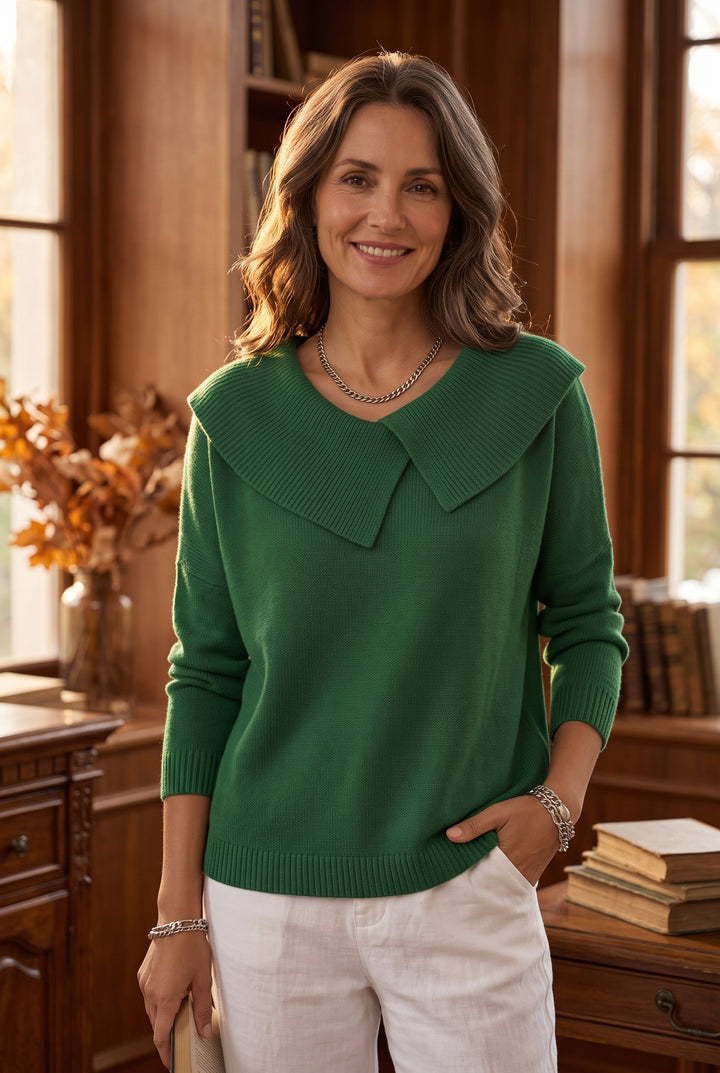 Pull Sunnora — grand col rabattu, coupe ample