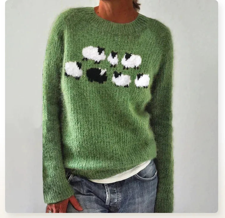 Élise | Pull à moutons, maille douce