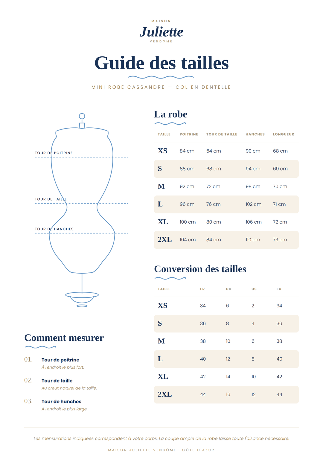 Mini Robe Cassandre — col en dentelle, manches volumineuses