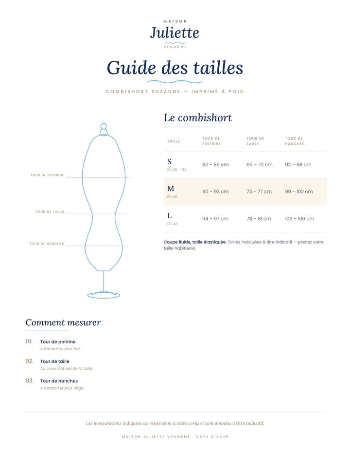 Combishort Suzanne, imprimé à pois, col noué