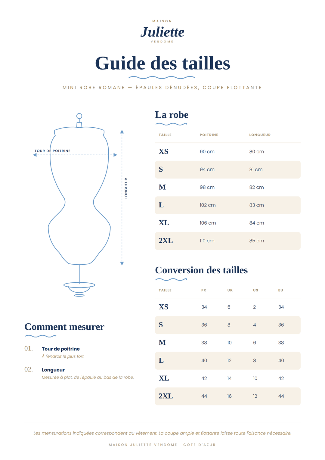 Mini Robe Romane — épaules dénudées, coupe flottante