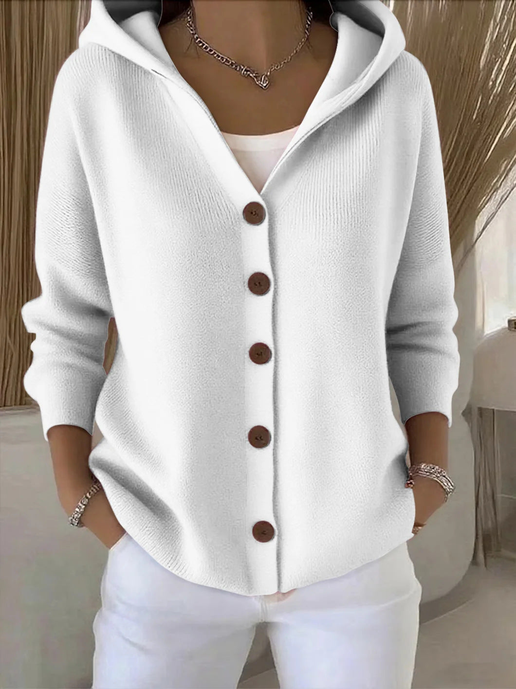 Cardigan Darienne — à capuche, boutonné