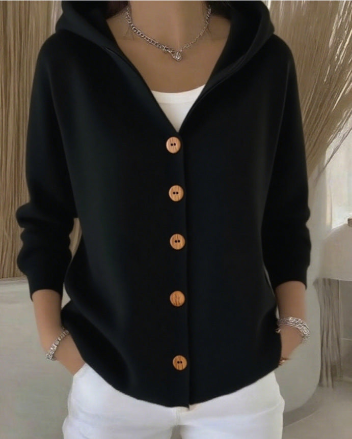 Cardigan Darienne — à capuche, boutonné