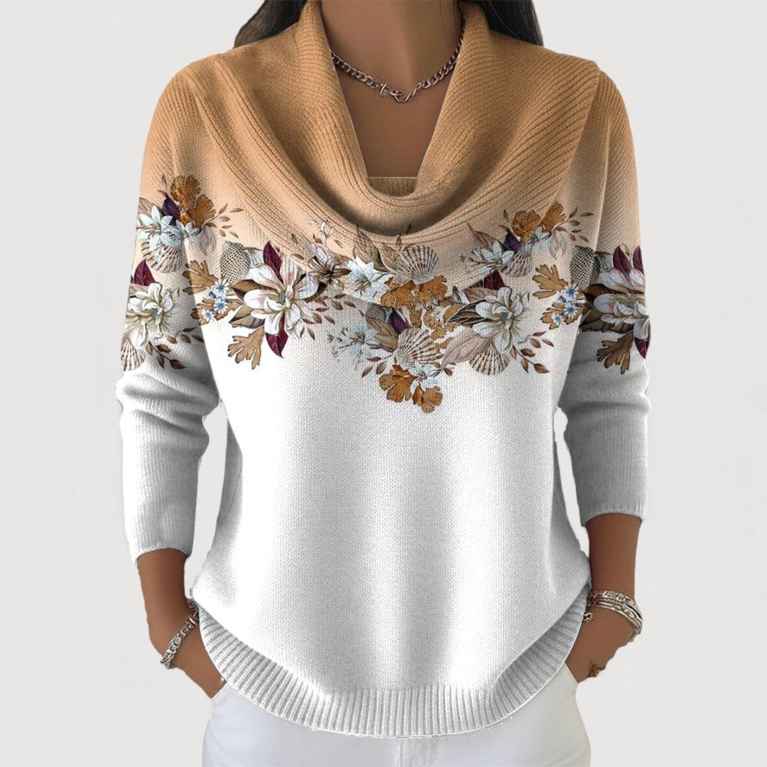 Céleste | Pull fleuri col rond