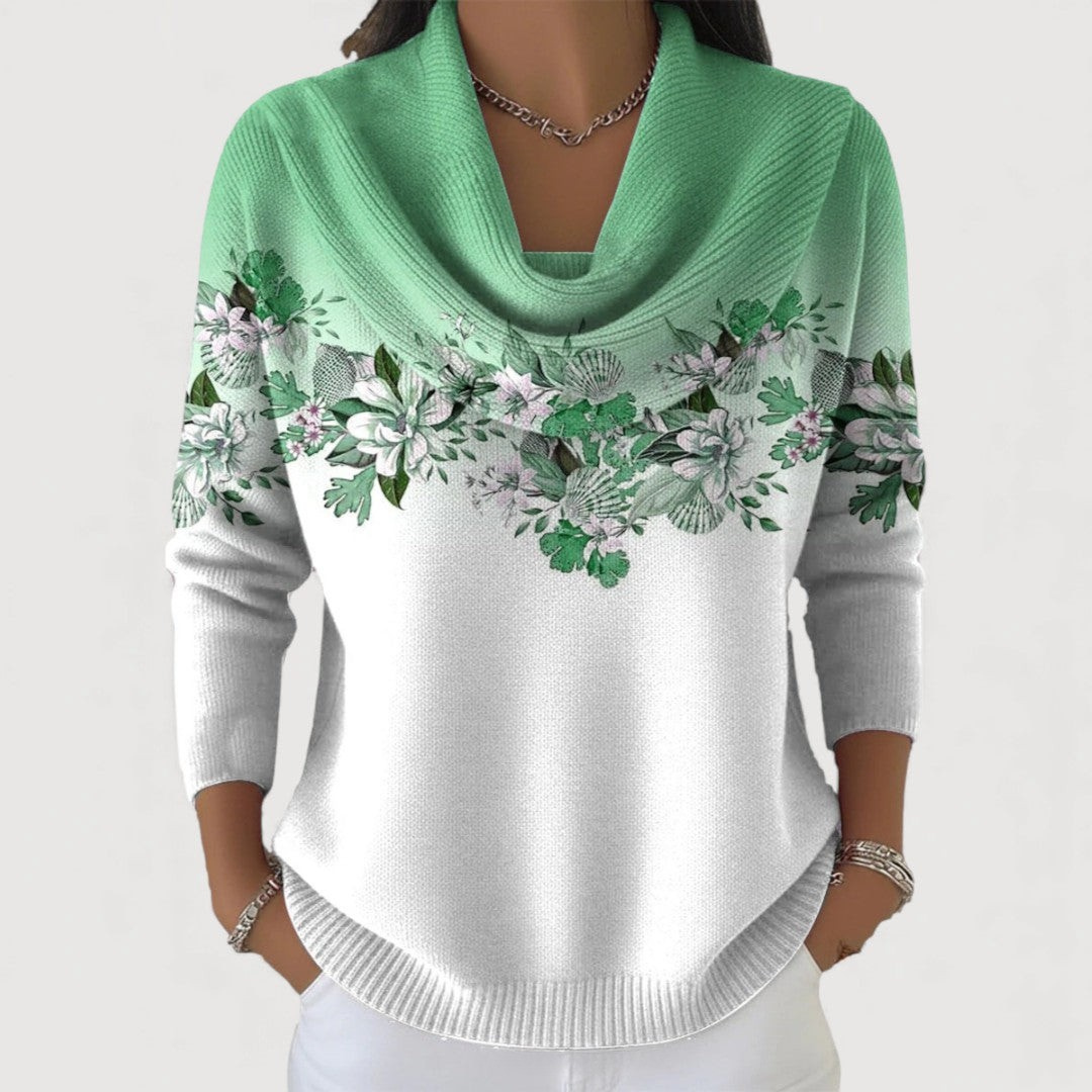 Céleste | Pull fleuri col rond