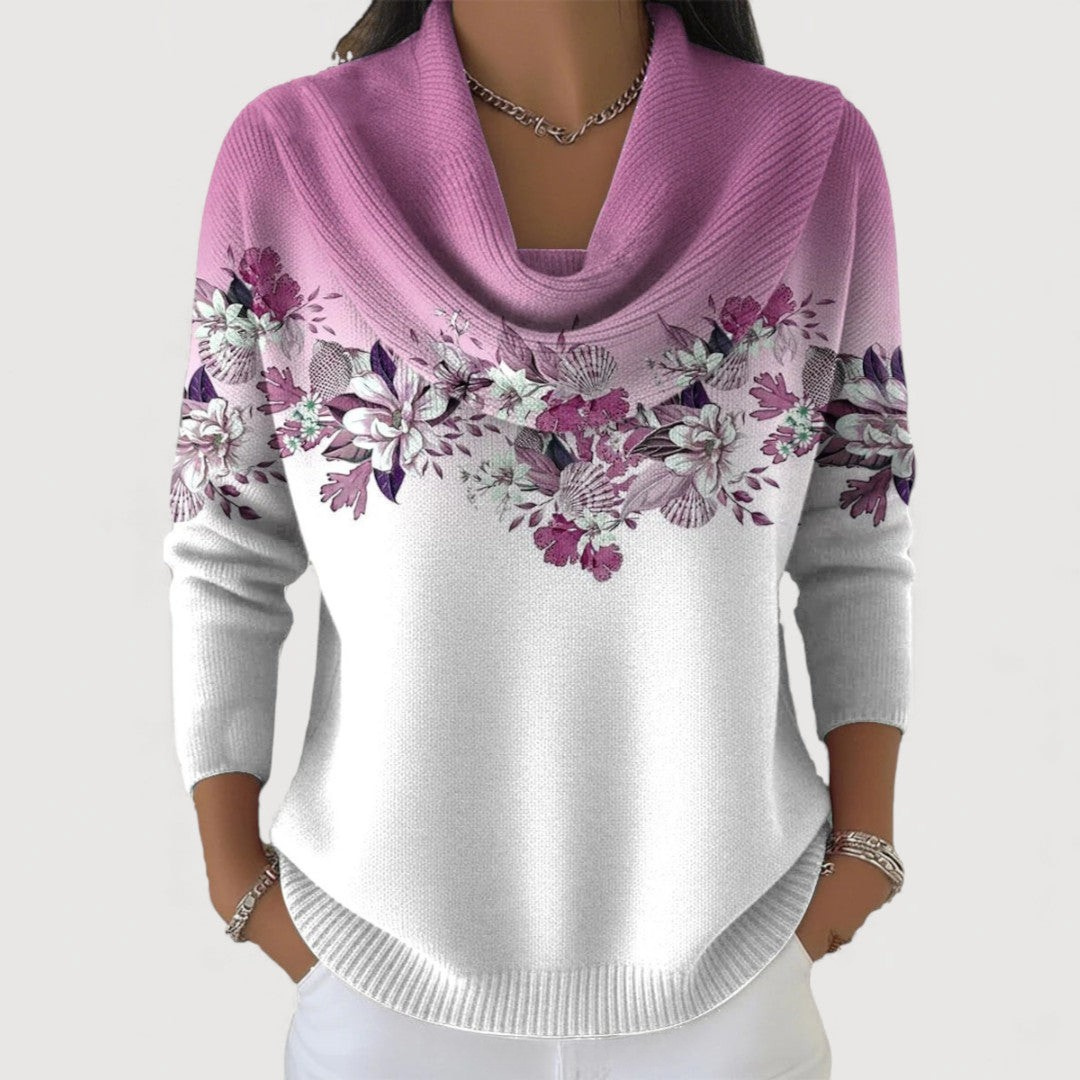 Céleste | Pull fleuri col rond