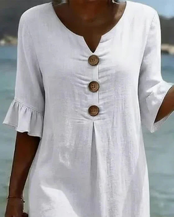 Vanesa™ | Robe Texturée Avec Manches Bouffantes et Boutons