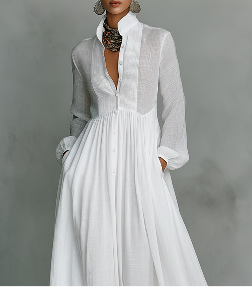 Serena™ | Robe maxi fluide à boutons sur le devant