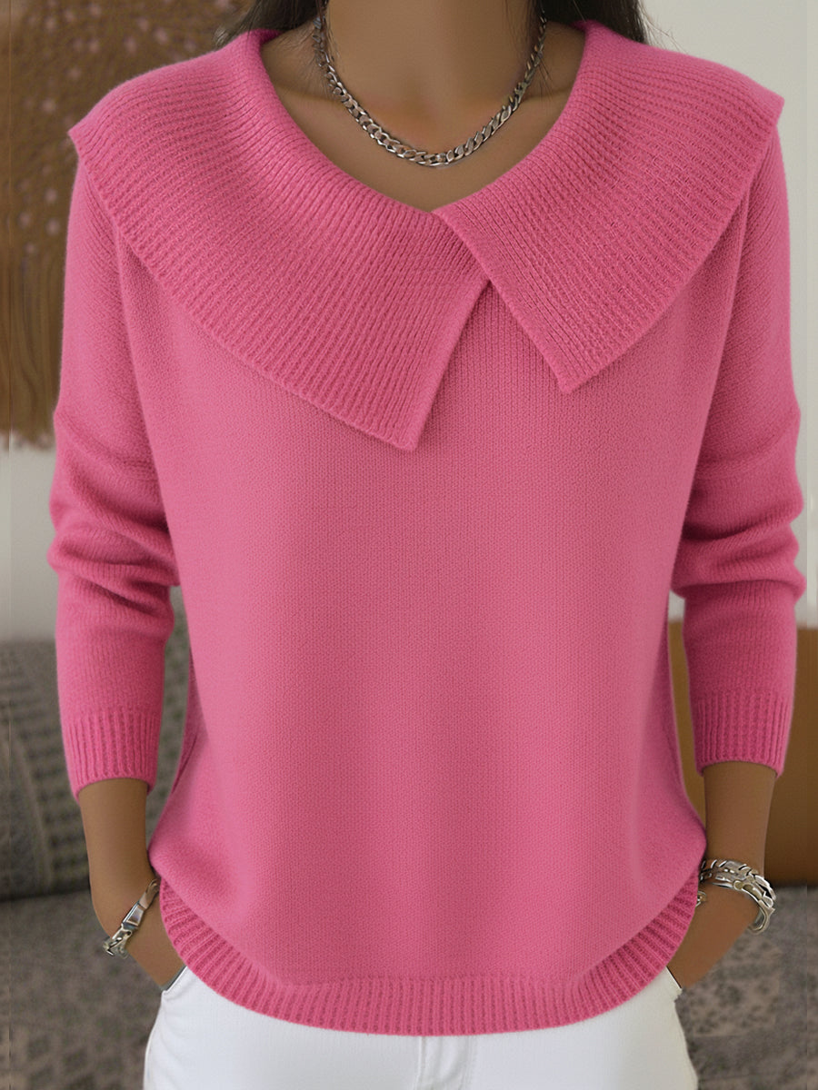 Pull Sunnora — grand col rabattu, coupe ample