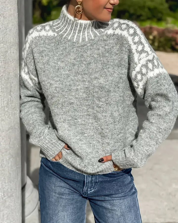 Viviane | Pull col montant à motif scandinave