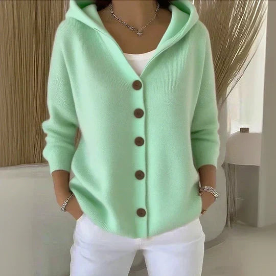 Cardigan Darienne — à capuche, boutonné