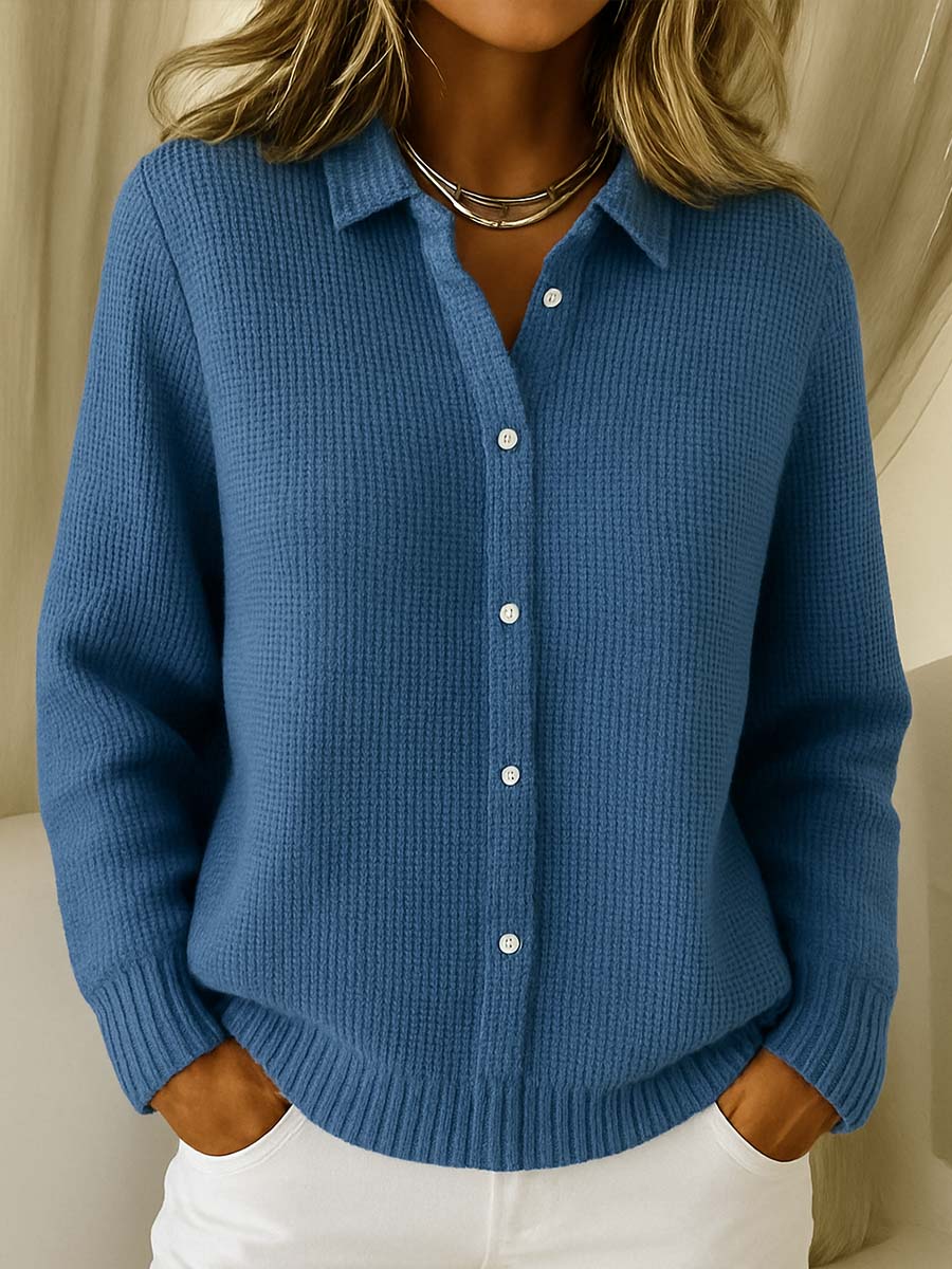 Sylvie | Cardigan boutonné à col, coton mélangé