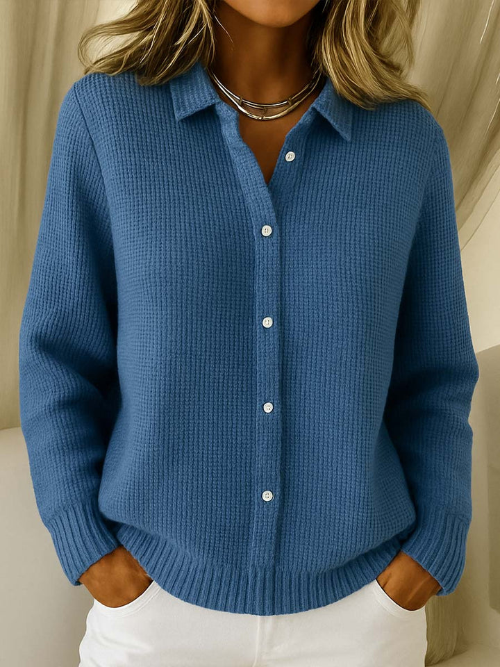 Sylvie | Cardigan boutonné à col, coton mélangé